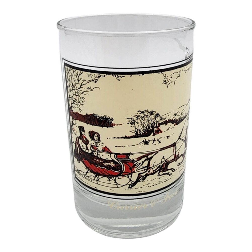 Vintage 1981 Arby’s Currier & Ives Glass #1 The Road in Winter Holiday Sleigh